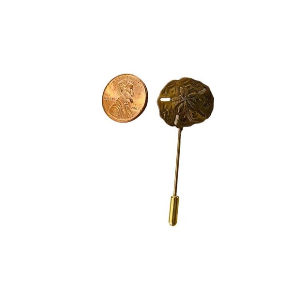Vintage Goldtone Coppertone 2"l Stick Pin Sand Dollar Design (3/4") - Picture 5 of 16